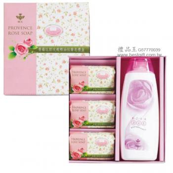 普羅旺斯玫瑰精油按摩皂(80gx3)+綻放玫瑰油沐浴乳(300mlx1)
