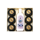 沖繩黑砂糖香皂(100gx6)+浪漫地中海薰衣草精油沐浴乳(300mlx1)