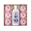 綻放玫瑰嫩膚皂(80gx6)+浪漫地中海薰衣草精油沐浴乳(300mlx1)