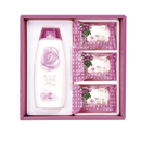 玫瑰精油造型香皂(70gx3)+綻放玫瑰油沐浴乳(300mlx1)